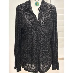 Soft Surroundings Size Large Sheer Velvet Print Blouse